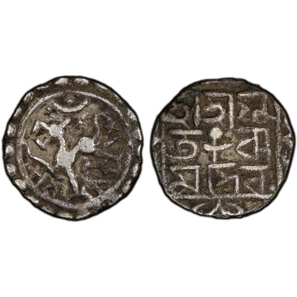TRIPURA: Rama Manikya, 1676-1685, AR 1/4 tanka (2.19g), SE1598 (1676), PCGS VF details