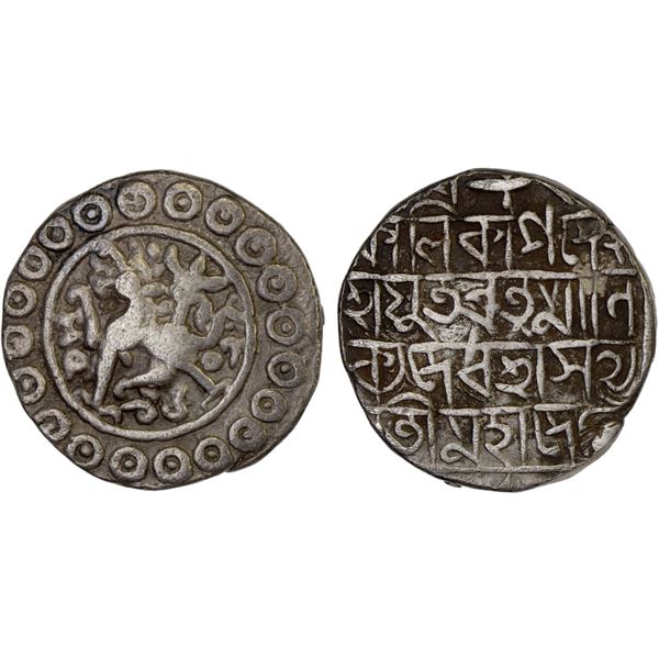 TRIPURA: Ratna Manikya II, first reign, 1685-1693, AR tanka (10.32g), SE1607, F-VF
