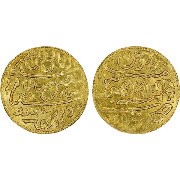 BENGAL PRESIDENCY: Imitations, AV light 1/2 mohur (2.81g), "Murshidabad", year "19", Unc