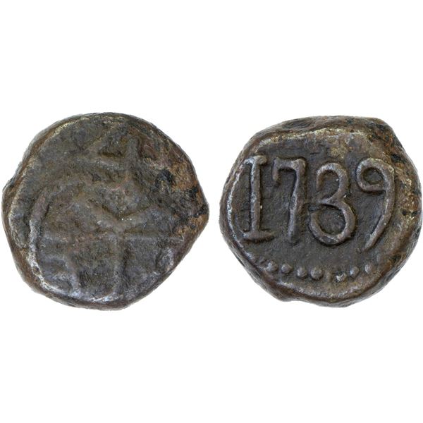 MADRAS PRESIDENCY: AE cash (1.18g), 1739, VF