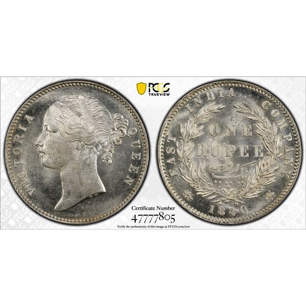 BRITISH INDIA: Victoria, Queen, 1837-1876, AR rupee, 1840(b&c), PCGS MS63