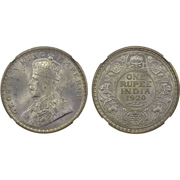 BRITISH INDIA: George V, 1910-1936, AR rupee, 1920(c), NGC MS64