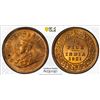 Image 1 : BRITISH INDIA: George V, 1910-1936, AE 1/2 pice, 1921(c), PCGS MS65 RD