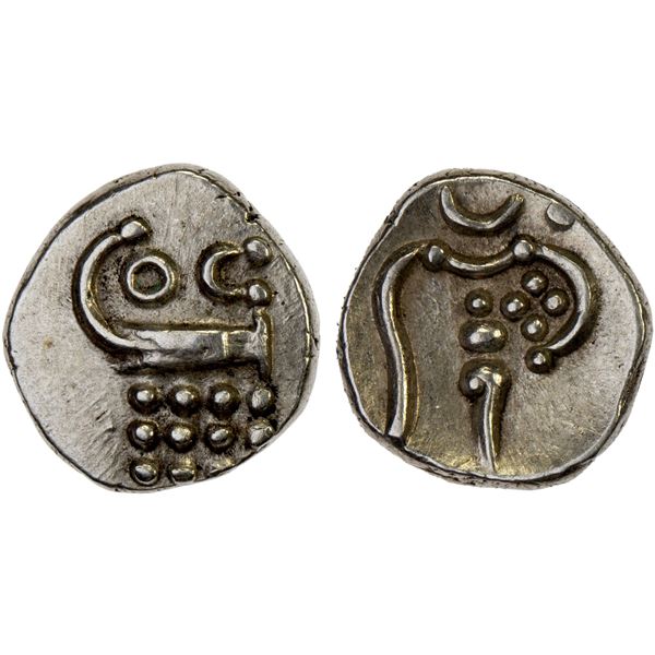 DUTCH INDIA: Anonymous, 18th century, AR 2 puttun (fanam) (1.08g), Cochin, Choice XF