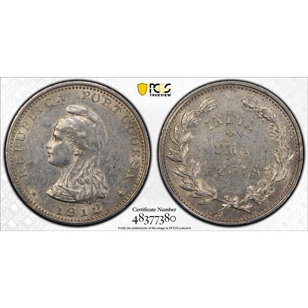 PORTUGUESE INDIA: AR rupia, 1912/1, PCGS AU55