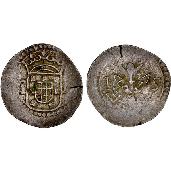 PORTUGUESE INDIA: GOA: João IV, 1640-1656, AR 2 tangas (4.41g), 16xx, Choice VF