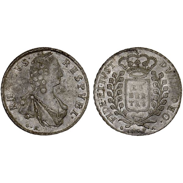 CROATIA: Ragusa: Republic, AR 2 ducati, 1793, Choice XF