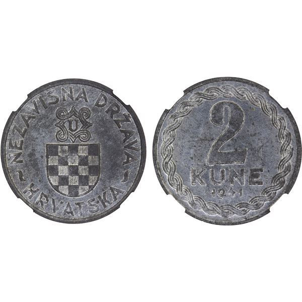 CROATIA: 2 kune, 1941, NGC MS64