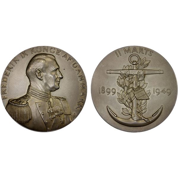 DENMARK: Frederik IX, 1947-1972, AE medal (87.94g), 1949, Unc