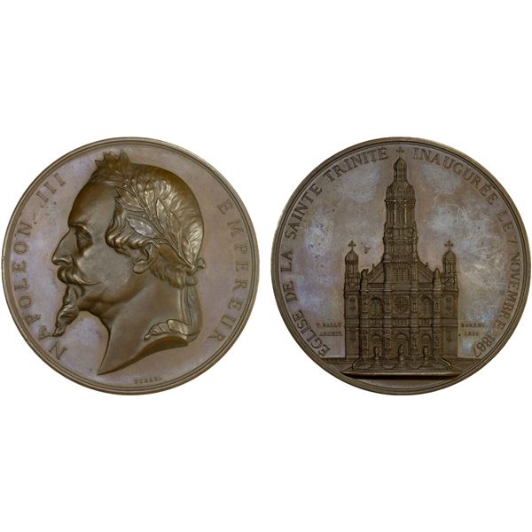 FRANCE: Napoleon III, 1852-1870, AE medal, 1869, XF-AU