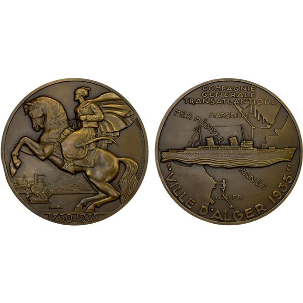 FRANCE: Republic, AE medal (149.2g), 1935, Unc