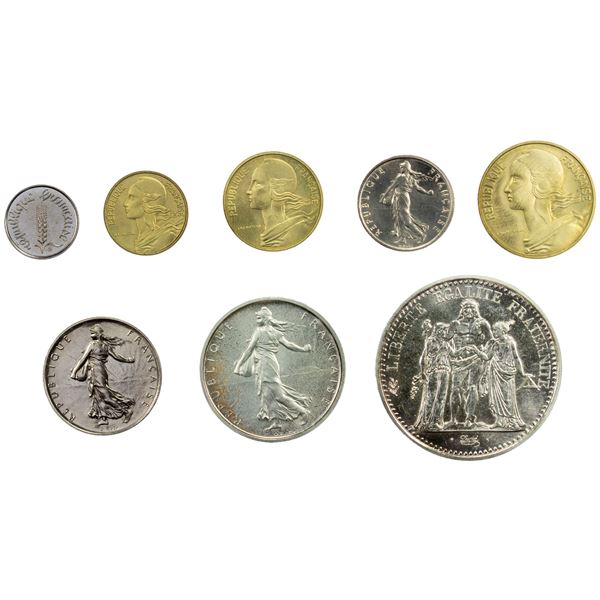 FRANCE: Fifth Republic, 8-coin mint set, 1967