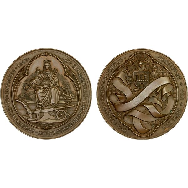 HAMBURG: Free Hanseatic City, AE medal (204.56g), 1863, AU