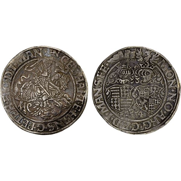 MANSFELD-SCHRAPLAU: Gebhard VII, Johann-Georg I, and Peter-Ernst I, 1547-1558, AR thaler, Eisleben, 