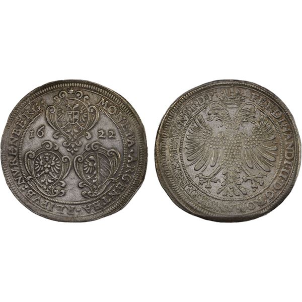 NUREMBERG (IMPERIAL CITY): AR thaler (28.32g), 1622, XF
