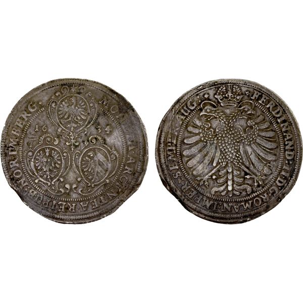 NUREMBERG (IMPERIAL CITY): AR thaler (29.07g), 1634, VF