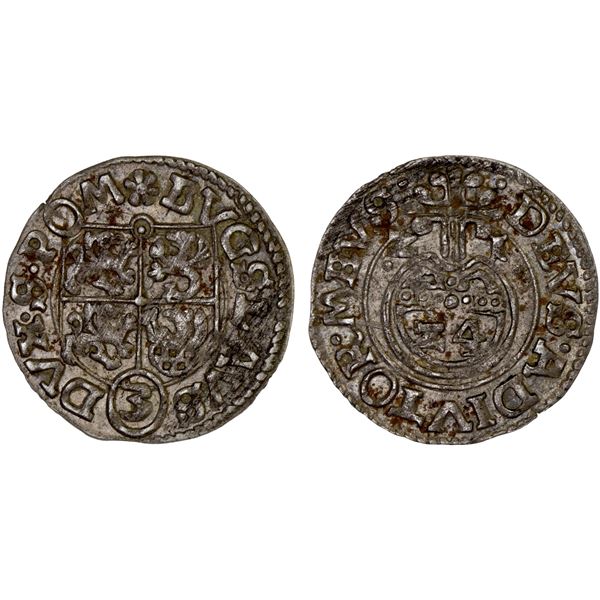 POMERANIA-STETTIN: Bogislaw XIV, 1620-1637, AR 1/24 thaler (dreipölker) (0.99g) (16)Z1, Choice XF