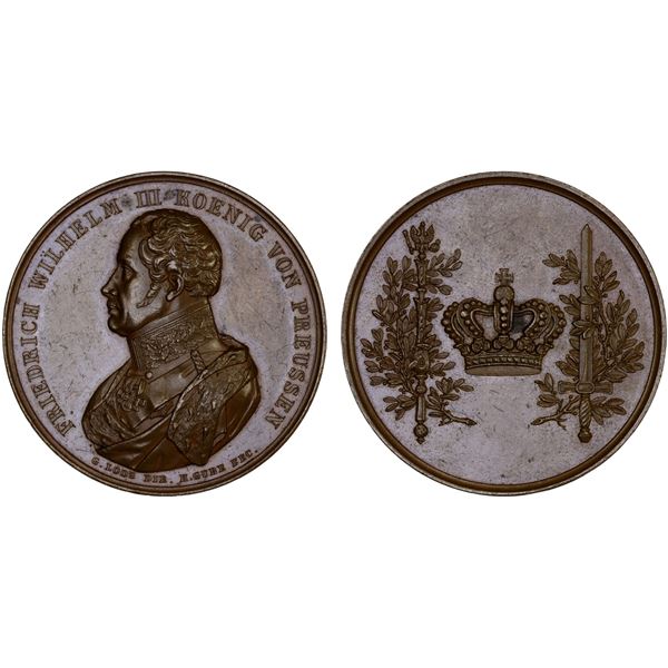 PRUSSIA: Friedrich Wilhelm III, 1797-1840, AE medal (51.85g), ND (1822), AU