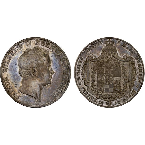 PRUSSIA: Friedrich Wilhelm IV, 1840-1861, AR 2 thaler (3½ gulden), 1850-A, XF