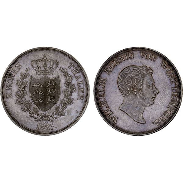 WÜRTTEMBERG: Wilhelm I, 1816-1864, AR thaler, 1825, XF