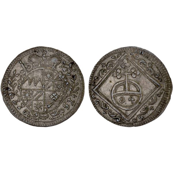 WÜRZBURG: Karl Philipp, 1749-1754, BI 1/84 gulden (kortling), 1751, Choice XF