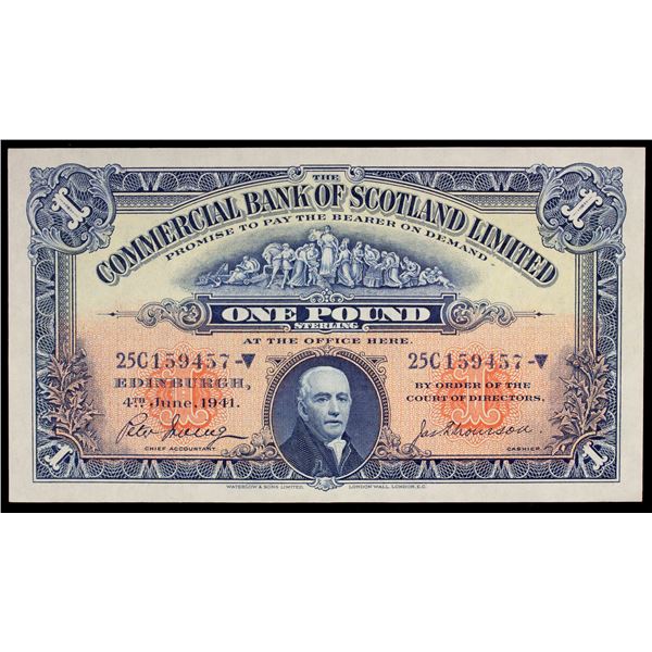 GREAT BRITAIN: SCOTLAND: George VI, 1936-1952, 1 pound, 4.6.1941, AU