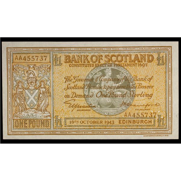 GREAT BRITAIN: SCOTLAND: George VI, 1936-1952, 1 pound, 16.10.1943, AU