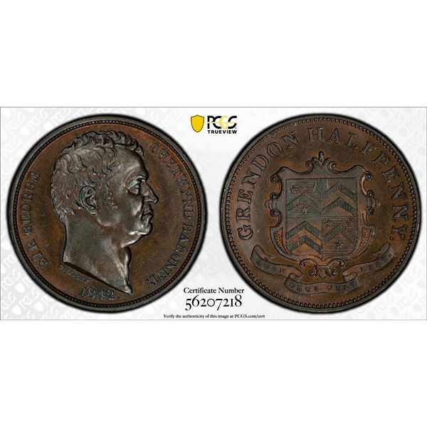 GREAT BRITAIN: AE medal, 1842, PCGS MS64 BN