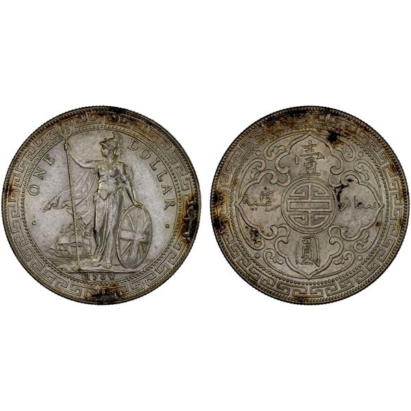 GREAT BRITAIN: George V, 1910-1936, AR trade dollar, 1930-B, AU