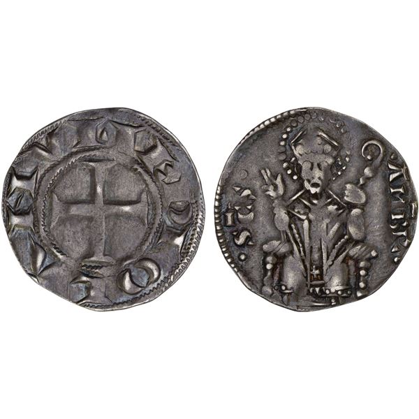 ITALY: MILAN: Lordship, AR ambrosino (2.55g), ca. 1250-1310, VF