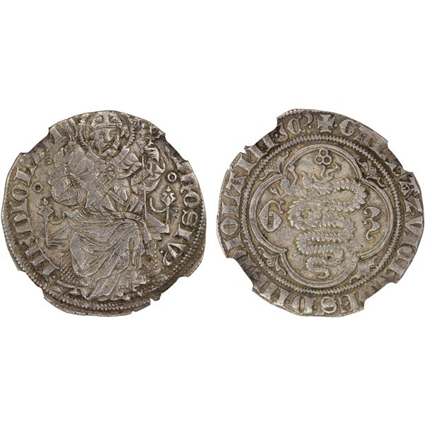 ITALY: MILAN: Gian Galeazzo Visconti, 1385-1402, AR pegione o grosso da 1½ soldi (2.28g), ND, NGC AU