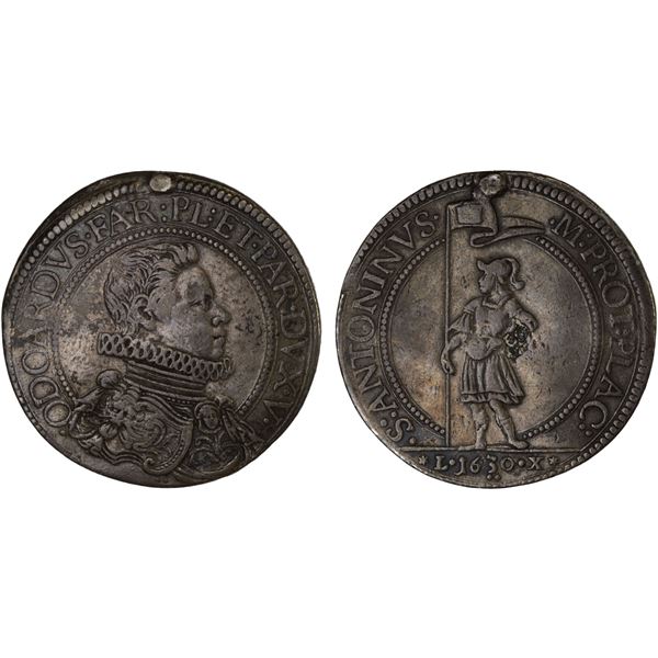 ITALY: PIACENZA: Odoardo Farnese, 1622-1646, AR scudo (27.28g), 1630, VF
