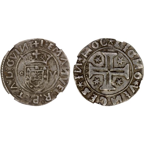 PORTUGAL: Manuel I, 1495-1521, AR tostão (5 vinténs, 100 reais) (8.61g), ND, NGC XF40