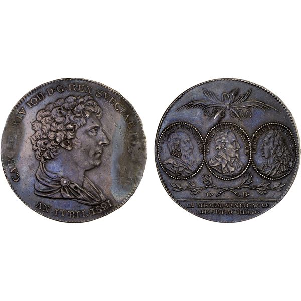 SWEDEN: Carl XIV Johan, 1818-1844, AR riksdaler, 1821, VF-XF