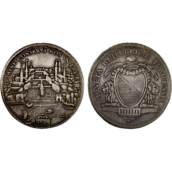 SWITZERLAND: ZÜRICH: City, AR thaler (25.16g), 1790, VF