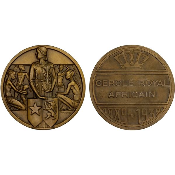 BELGIAN CONGO: Leopold III, 1934-1950, AE medal (142.93g), 1939, Unc