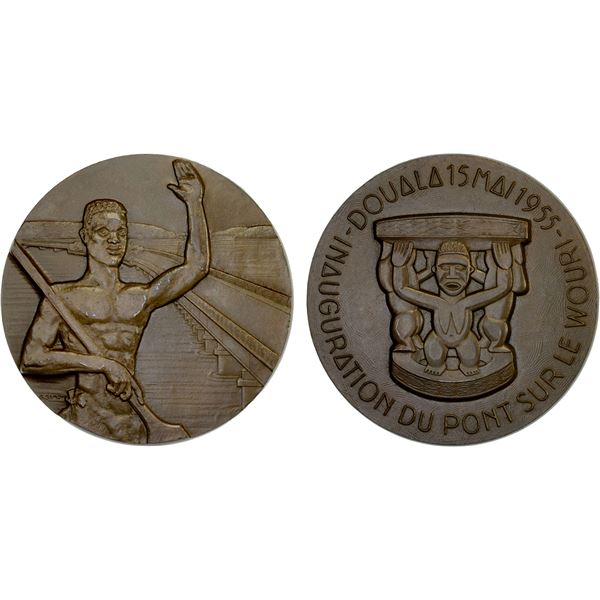 CAMEROON: French Colony, AE medal (212.4g), 1955, Choice UNC