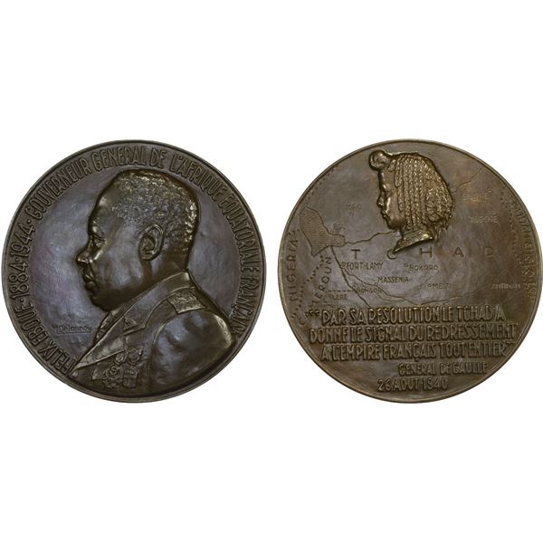 CHAD: French Colony, AE medal (160.2g), 1944, Choice UNC