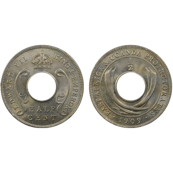 EAST AFRICA & UGANDA: Edward VII, 1901-1910, 1/2 cent, 1909, PCGS MS66