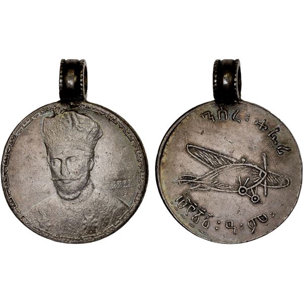 ETHIOPIA: Ras Tafari Makonnen, 1916-1930, AR medal (14.37g), EE1921 (1928), VF