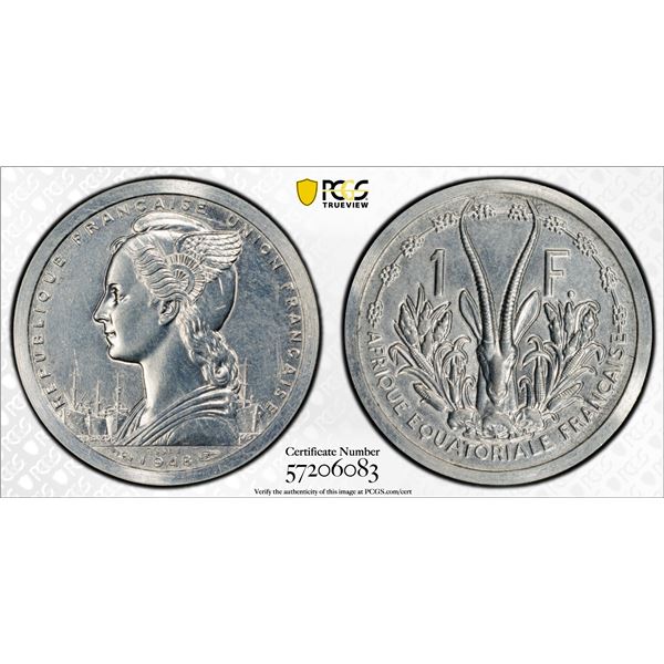 FRENCH EQUATORIAL AFRICA: 1 franc, 1948, PCGS Specimen 63