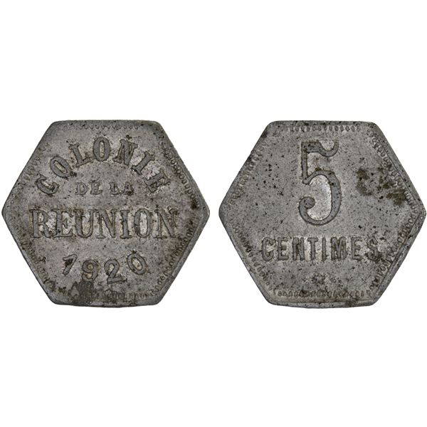 RÉUNION: French Colony, 5 centimes, 1920, AU
