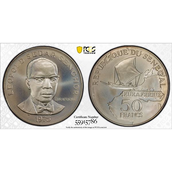 SÉNÉGAL: Republic, AR 50 francs, 1975, PCGS MS68