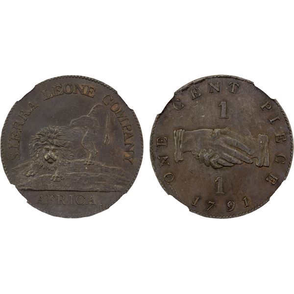 SIERRA LEONE: AE cent, 1791, NGC AU details