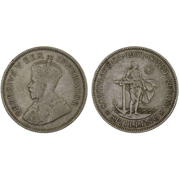 SOUTH AFRICA: George V, 1910-1936, AR shilling, 1931, F-VF
