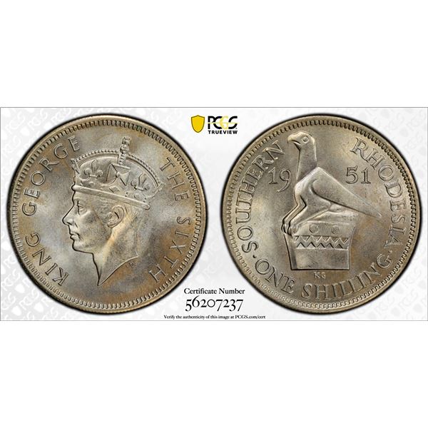 SOUTHERN RHODESIA: George VI, 1936-1952, shilling, 1951, PCGS MS66