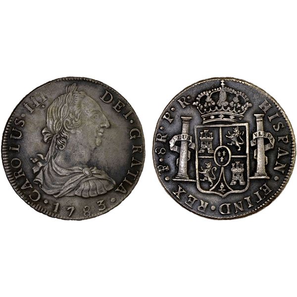 BOLIVIA: Carlos III, 1759-1788, AR 8 reales, 1783/2-PTS, XF-AU