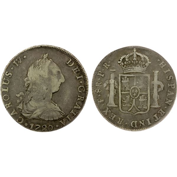 BOLIVIA: Carlos IV, 1788-1808, AR 8 reales, 1790-PTS, ANACS F15