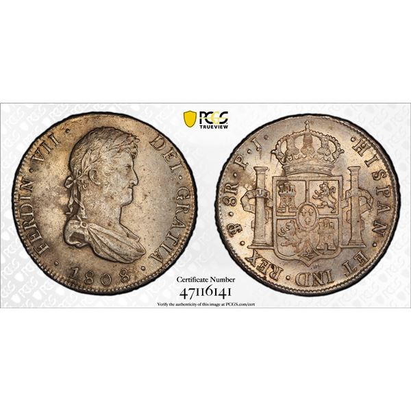 BOLIVIA: Fernando VII, 1808-1825, AR 8 reales, 1808-PTS, PCGS AU58