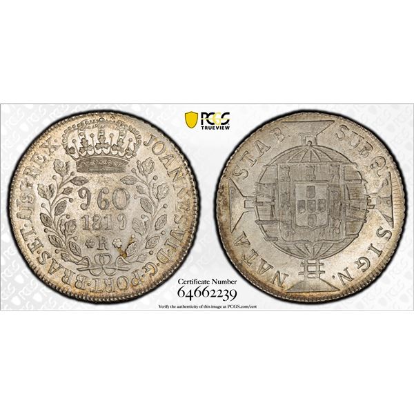 BRAZIL: João VI, 1818-1822, AR 960 reis, 1819-R, PCGS UNC details